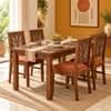 Globally Indian Kusha Solid Sheesham Wood 4 Seater Dining Table Set 4 Chairs Terracotta Orange