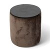 Wayne Pine Wood Accent Set of 2 Ottoman Pouffees in Cedar Brown Velvet, Extra Dark Mahogany Finish