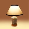Devansh Conical White & Black  Cotton Shade Lamp With Wood & Mosaic Glass Base For Decoration/Office/Home/Gifting/Study For Decoration/Office/Home/Gifting/Study -(10X10X14.5) Inches -A
