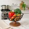 Cache Wire Basket With Wooden Stand Black
