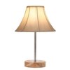 Devansh Off-White Cotton Vintage Lamp With Natural Wood Base & Steel Pipe (12X17.75)