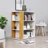Hexa Engineered Wood Bookshelf Multipurpose Storage Rack in Frosty White and Giant Wood Colour