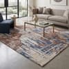 Ivory Blue Brown Abstract Wool Silk Hand Tufted Area Rug for Living Room Bedroom 10x14