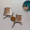 Devansh Metal Electric Wall Light in Gold Colour with Beige Shade Count of 2 Lights
