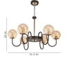 Eliante Champaign Glass Chandelier, 6-Light, Mild Steel And Ceramic, Elegant Modern Lighting Fixture