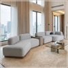 Auracurve Wood 5 Seater With Upholstery Non Storage Sofa In Grey Colour