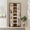 BLUEWUD Maxelle Engineered Wood Bookshelf Cabinet Book Rack Organizer with Shelves for Decor Display, Cabinet Floor Standing for Home Library (Brown Maple & White)