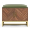 Nina 4 Pairs Solid Wood Shoe Cabinet With Seat In Amber Walnut Finish Olive Leatherette