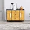 Hexa Red Multipurpose Storage Cabinet With 3 Drawer 2 Door in Slate Grey And Giant Wood Colour