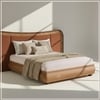 Elowen Softline King Size Bed in velvet With Oak wood Frame & Hydraulic Storage