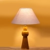 Devansh Grey Cotton Table Lamp With  Wood Natural Base (10X18 Inches)-32