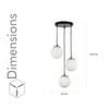 Orb 3 Light Cluster Round Ceiling Pendant With Frosted White & Shine Brass