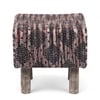 Verona Solid Wood Pouf Stool in Black Diamond Jackard fabric