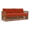 Raymond 3 Seater Wooden Sofa in Teak Finish & Lava Colour