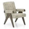 Chandigarh Lounge Chair in Rustic Green Damask Colour