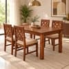 Globally Indian Jaalika Solid Sheesham Wood 4 Seater Dining Table Set 4 Chairs Beige