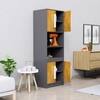 Hexa Red Crockery Unit Multipurpose Wooden Cabinet in Slate Grey And Giant Wood Colour
