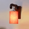 Devansh Solid Wood Electric Wall Light in Brown Colour with Orange Shade Count of 1 Light