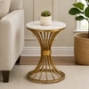 White Metal Side Table in Gold Colour