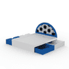 Soccer Mania Double Bed  6X5(Drawers On Wheels) In Blue Colour