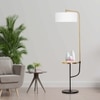 Flemish Metal Single Light Floor Lamp With White Cotton Shade