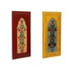 Desert Art MDF Handpainted Red and Yellow Wall Hanging Frame Set of 2