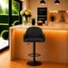 Doe Buck Faux Leather Adjustable Bar Stool in Black Colour