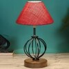 Oaklynn Pink Jute Table lamp with Wood & Iron Base