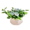 Faux Blue Flowers In A Diamond Pattern Planter