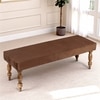 Cairo Sheesham Wood Accent Bench (Taupe Brown Velvet Teak Finish)