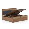 Hanoi Solid Wood Cane King Size Hydraulic storage Bed In Amber Walnut Finish Fabric Davis Plus
