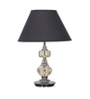 Bompton Nickel Finish Metal And Smoke Crystal Table Lamp With Black Cotton Shade