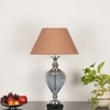 Hinton Blue Glass And Nickel Finish Metal Table Lamp With Beige Cotton Shade