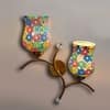 Devansh Metal Electric Wall Light in Gold Colour with Multi Shade Count of 2 Lights