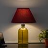 OLVIRA Modern Green Glass Table Lamp with Silver Metal Accent Maroon Shade
