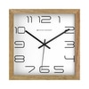 Spaces Unhooked Square Wooden Wall Clock, Natural Wood Frame, White Dial and Modern Outline Numerals