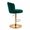 Doe Buck Luxury Green Velvet Adjustable Bar Stool Chair with Gold Hydraulic Base
