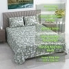 Kira Green Shade Floral 400 TC Cotton Flat Double Queen Size Bedsheet with 2 Pillow Covers – Threads
