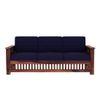Anjani 3+1+1 Seater Wooden Sofa (BLUE Colour, Teak Finish)