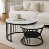 Nxus Square Metal Nesting Coffee Table Set Black Finish White Porcelain Top Set Of 2