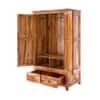 Alaca 2 Door 2 Drawer Wardrobe Sheesham Wood Wardrobe in Teak Finish