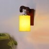 Devansh Solid Wood Electric Wall Light in Brown Colour with Yellow Shade Count of 1 Light