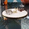 Marble Platter With Gold Finish Metal Piece Attachment