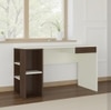 Astra Study Desk with Open Shelves and Drawer in Ivory Coffee Walnut Colour