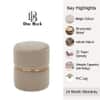 Doe Buck Gracy Velvet Round Ottoman in Beige Colour with Gold Band
