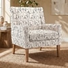 Leston Printed Human Canvas Fabric Lounge Chair in White Colour
