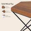 Dyson Hex Abstract Solid Wood Coffee Table With Black Base In Amber Walnut Finish