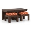 Kivaha 2 Seater Coffee Table Finish Walnut Fabric Morocco Lattice Rust