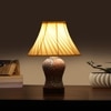 Devansh Off-White Cotton Shade Cross Pleated Lamp With Wood & Mosaic Glass Base For Decoration/Office/Home/Gifting/Study For Decoration/Office/Home/Gifting/Study