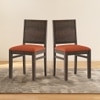 Atlas Dining Chairs Set Of 2 Finish In Danish Walnut Finish With Burnt Orange Colour Fabric